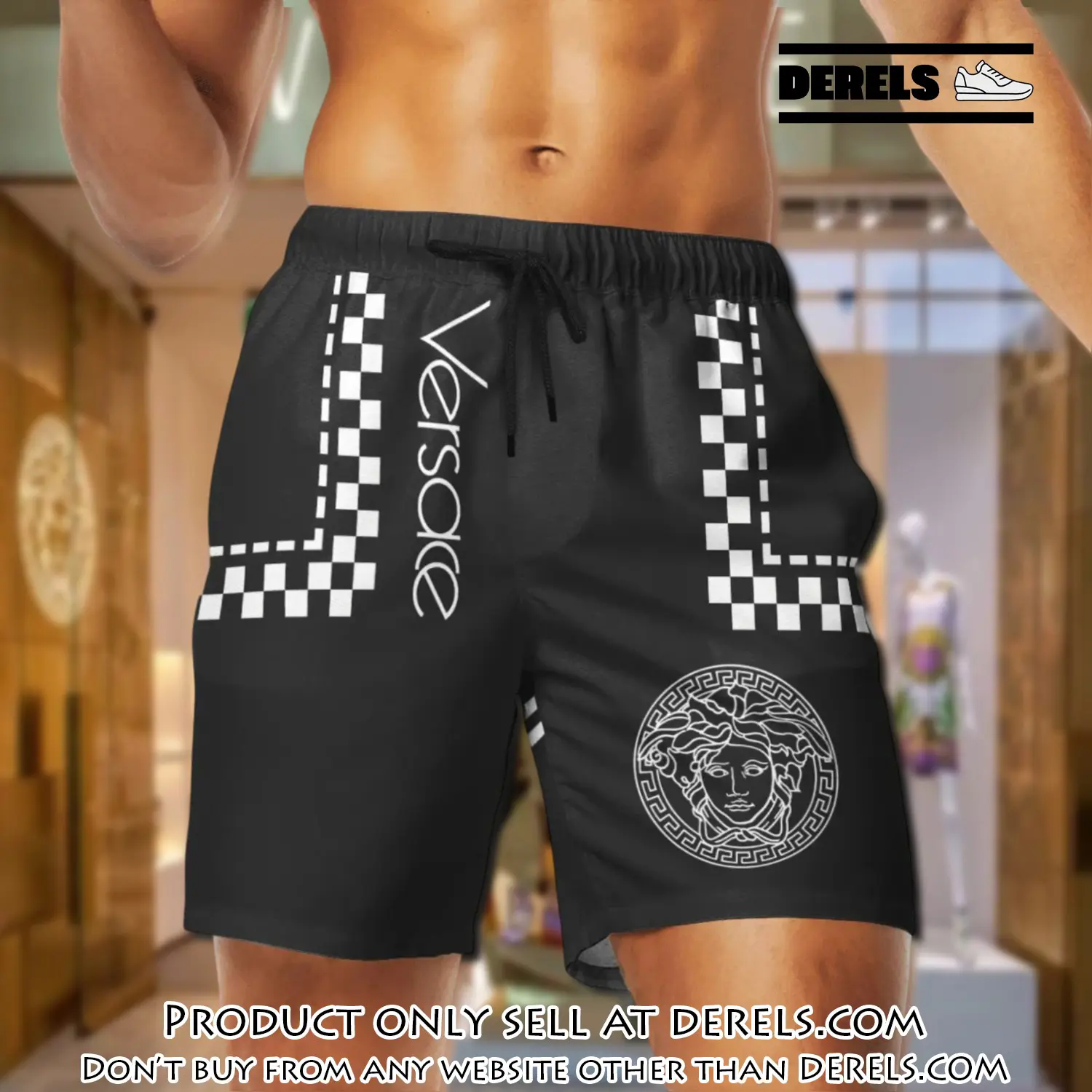 Versace medusa black white luxury brand premium fashion shorts for men dr2202315